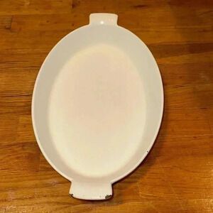 Vintage Descoware #34 Large Cast Iron Au Gratin Orange Oval Belgium Flame Dish